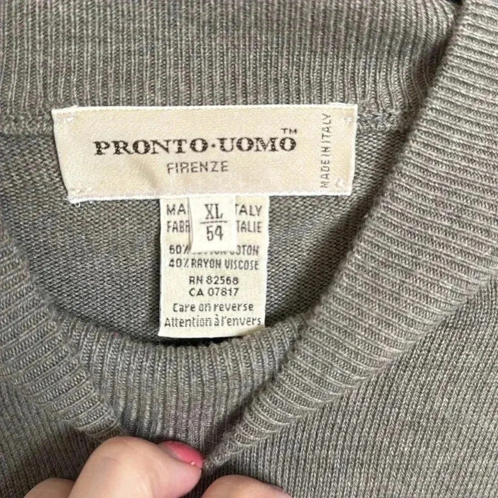 Pronto-Uono Firenze Mock Neck Sweater Men’s XL Tan Brown Italy Cotton Rayon